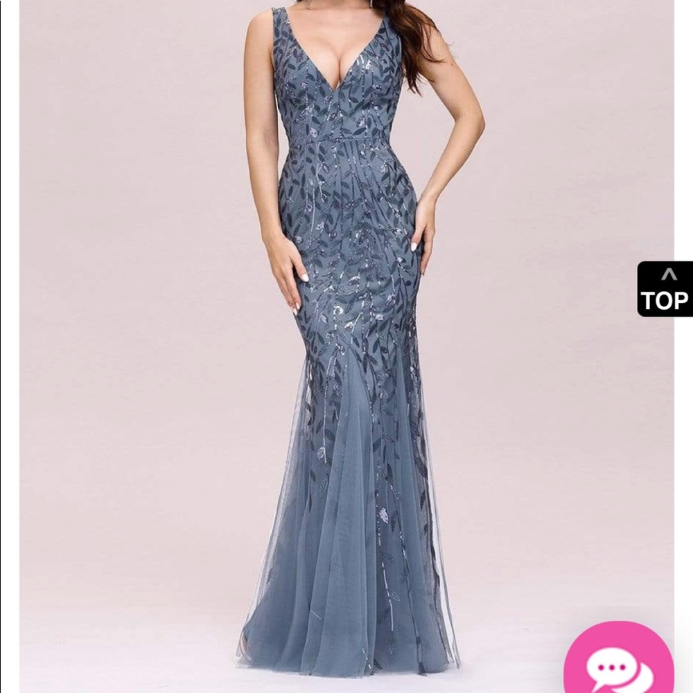 Dusty blue mermaid style dress